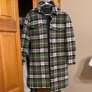 All Saints Plaid Green and White Women's Coat